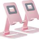 Nulaxy 2 Pack Dual Folding Cell Phone Stand, Fully Adjustable Phone Holder for Desk, Compatible with iPhone 16 15 14 13 12 11, Nintendo Switch, All Phones, Rose Gold