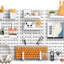 Peg Board, 24"x36" Pegboard Wall Organizer, Includes 6PCS White Peg Boards and Accessories, Plastic Peg Board Panels for Craft Room, Office, Kitchen, Gaming Room