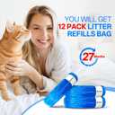 12 Cat Litter Refill Bags Compatible with Litter Genie XL+/XL/Plus/Standard/Style/Desgin Pail, Extra10% Length 27 Months Use Time, Super Odor Control, Plant Scented, Cartridge NOT Included