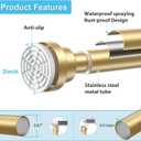 Gold Shower Curtain Rod 30 To 76 Inch(2.6-6.4ft) Tension Curtains Rods No Drilling Shower Rods For Bathroom Tension Rods Adjustable Spring Loaded Curtain Rods 7/8" Diameter