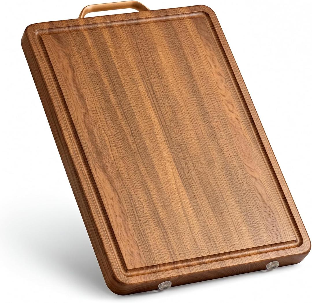 Wood Cutting Board for Kitchen, Thick Heavy Duty Wooden Chopping Block with Juice Groove, Solid Hardwood Carving Board for Meat & Cheese, Perfect for Charcuterie 17.7"*11.8"*0.98"