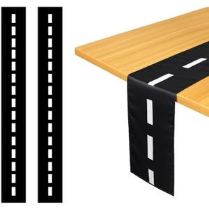 Breling 2 Pack Checkered Table Runner Black and White Tablecloths Racing Flag Polyester Tea Party Table Cloths Car Theme Flag Party Picnic Supplies(12.6 x 108 Inch,Racetrack)