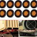 10PCS 2" Inch Round Amber Trailer LED Side Marker Clearance Lights Kit Waterproof 9 LED w/Grommets and 2 Prong Pigtails for 12V Truck Trailer RV Van Boat