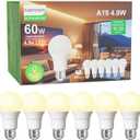 Ultra Efficient Light Bulbs 60 Watt Soft White, A19 LED E26 Frosted Bulb 2700K 750 Lumens, 30000 Hrs Lifetime, Energy-Efficient 4.9W=60W, Low Heat, Flicker-Free, Non-Dimmable, 6 Pack