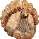 Winemana Thanksgiving Turkey Decorations Indoor, Sisal Figurines Home Centerpiece Decor, Handmade Large Turkey for Table, Office, Mantel - Fall Harvest Gifts