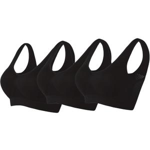 3 Pack Running Sports Bras for Women 2024 Plus Size Breathable Cool Liftup Air Bra No Underwire Mesh Comfort Bra S