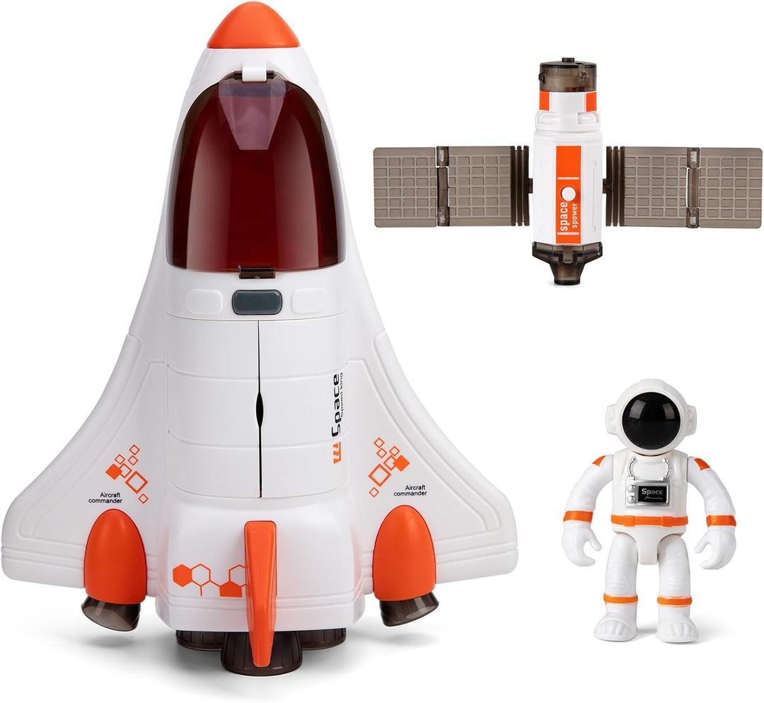 Spaceship Shuttle Toy for Kids, Space Rocket with Astronaut , Spacecraft Playset with Light and Sound, Real Steam/Vapour Function, Role Play Astronauts Toy