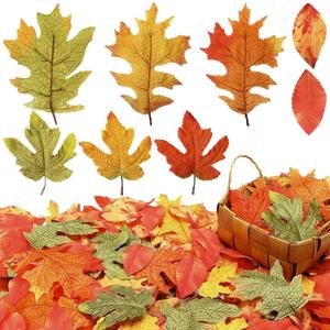245 Pcs Fall Artificial Maple Leaves Decorations Large Size Autumn Fall Leaves Bulk Faux Thanksgiving Mixed Colored Fake Harvest Leaf Decor for Crafts Wedding Party Table Decor