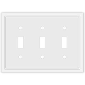 Triple Toggle Light Switch Cover Plate White Classic Decorative Light Switch Plates Cover 3-Gang Wall Plate Cover
