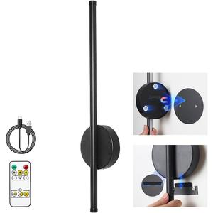 Battery Operated Wall Sconce 19.7 inch Rechargeable Wireless Wall Light with IR Remote Control Dimmable 360 Rotatable Magnetic Wall Lamp for Living Room Bedroom Hallway Black