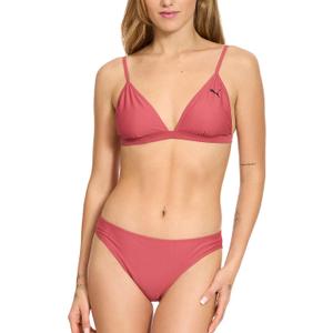 Puma Women's Triangle Bikini Top & Bottom Swimsuit Set (Medium, Dark Pink)