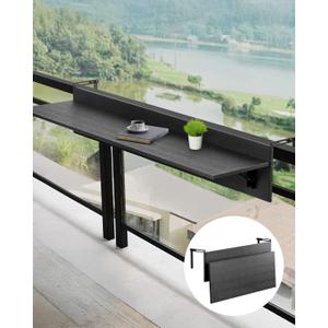 VEVOR Balcony Hanging Table, 31.5 x 12 inch Folding Balcony Railing Table, Outdoor Bar Table, 50 lbs Loading, Fit Railing from 1" to 4.3", Serving for Patio & Deck