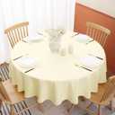 Softalker Round Tablecloth, Waterproof & Stain Resistant Table Cloth Wrinkle Free Fabric Washable 210GSM Polyester Table Cover for Spring/Party/Outdoor - 60 inch, Ivory