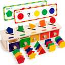 Coogam Montessori Toys Wooden Color Shape Sorting Box Game Geometric Matching Blocks Early Learning Educational Toy Gift for 3 4 5 Year-Old Baby Toddlers