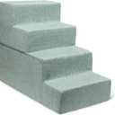 Best Pet Supplies Dog Stairs & Steps - Foam Steps for Small Dogs & Cats, Non-Slip Indoor Balanced Pet Step Support, Dog Ramp, No Assembly, Pale Teal, Foldable 4-Step (22-inch Height)