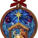 Nativity Christmas Ornament 2025  Holy Family Silent Night Wooden Christmas Decoration, Blue Nativity Ornament, Family Tradition Keepsake  Christian Catholic Gift Exchange Ideas