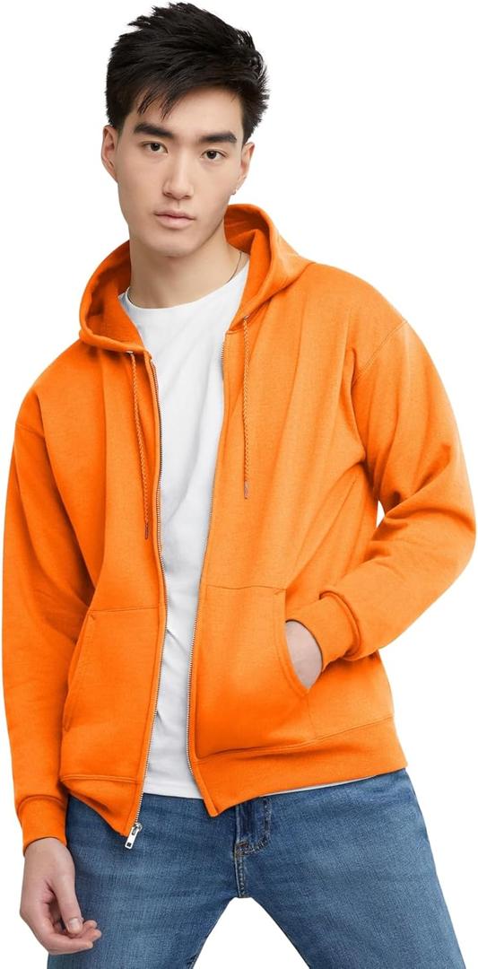 Hanes mens Zip-up Hoodie, Ecosmart Fleece Full-zip Hoodie for Men, Hooded Sweatshirt (3X-Large, Safety Orange)
