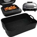 BYKITCHEN Reusable Air Fryer Silicone Liners for Ninja FG551/DG551/IG651 Foodi Smart XL Indoor Grill, Rectangle Silicone Air Fryer Liners, Ninja Foodi Grill Accessories