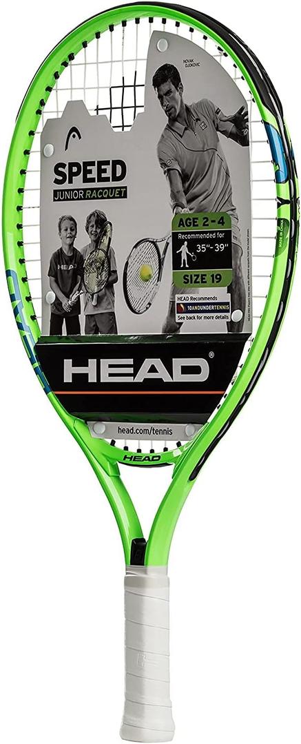 HEAD Speed 19 Junior Pre-Strung Tennis Racquet, Lightweight Youth Tennis Racket for Kids & Beginners, Durable Aluminum Frame, Age 2-4, 19 inch, Green