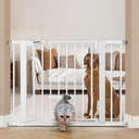 Babelio New Version Baby Gate with Cat Door Adjustable, 29-40" Metal Pet Door for Stairs & Doorways, Pressure Mounted, No Tools Needed, Black