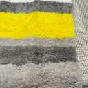 MIULEE Fluffy Bathroom Rugs Bath Mats Rugs Microfiber Striped Shower Rug Absorbent, Soft and Plush Machine Washable Non Slip Carpet Quick Dry for Bathroom Floor Tub, 16x48 Inch, Yellow-Grey