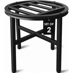 Plant Stand Indoor Outdoor,13 Inch Round Metal Plant Stands Riser,Heavy Duty Wrought Iron Pedestal Holders for Large Flower Pot,Outside Rust-Proof Black Flower Display Shelf for Patio,2-Pack
