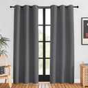 NICETOWN Bedroom Curtains Blackout Drapery Panels, 2 Panels, 42 x 80 inches, Gray, Three Pass Microfiber Thermal Insulated Solid Ring Top Blackout Window Curtains/Drapes (Grey)