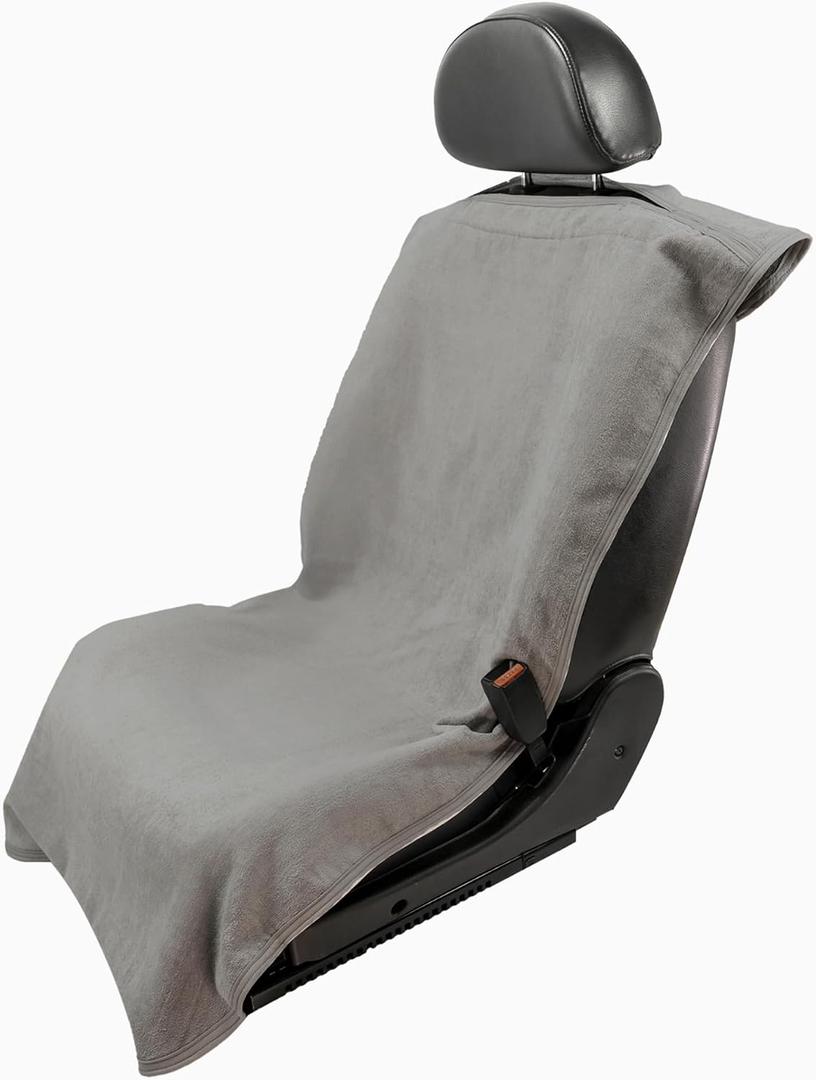 Seat Armour Gray Car Seat Towel Cover – Soft, Machine Washable & Absorbent Seat Protector – Quick Install, Multipurpose Vehicle Seat Cover for Workout, Beach, Travel – Universal Fit