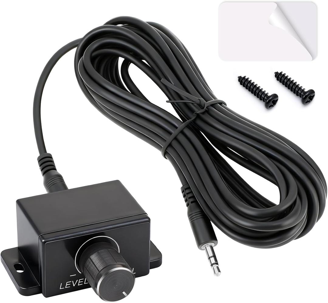Amplifier Remote Bass Knob Replacement, Compatible with RP/RP-M Series Amplifiers, 3.5mm Jack Port Universal Bass Knob Control Kit with 16ft Connection Cable, Screw and Double-Sided Adhesive