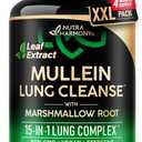 Mullein Lung Detox - Mullein Leaf Extract - Marshmallow Root | Echinacea | Oregano | Quercetin | NAC - 15-in-1 Lung Support & Cleanse for Smokers Supplement - Made in USA - As Drops - 120 Capsules (EXP: 05/2028)