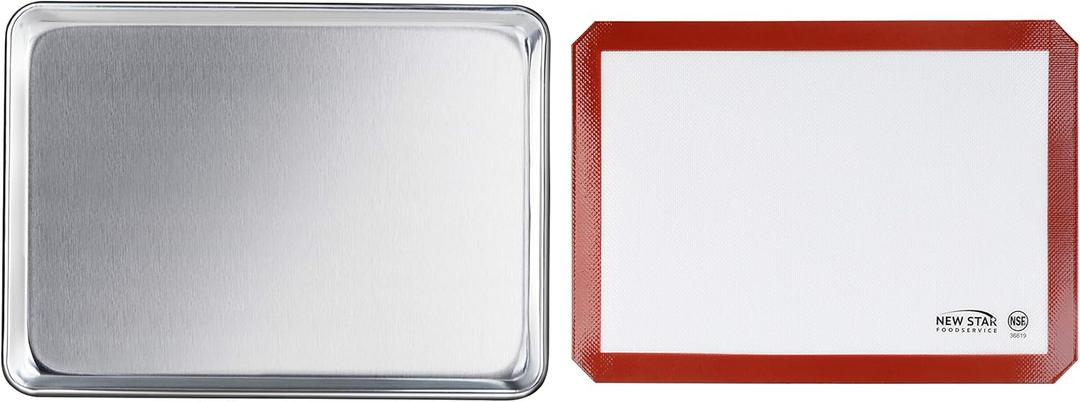 New Star Foodservice Commercial 18-Gauge Aluminum Sheet Pan & Silicone Baking Mat (13 by 18-Inch (Half Size))
