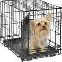 Midwest Homes for Pets Newly Enhanced Single & Double Door iCrate Dog Crate, Includes Leak-Proof Pan, Floor Protecting Feet, Divider Panel & New Patented Features (18.0"L x 12.0"W x 14.0"H, Black)