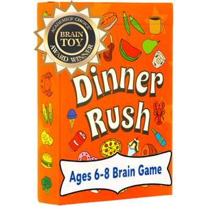 Dinner Rush Card Game for Ages 6-8 - 2-in-1 Picture and Quantity Matching - Gifts for Smart Kids Left + Right Brain Workout - Addictive Fun for 2-4 Players