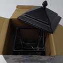 Veehoo Metal Bird Feeder for Outdoor Hanging-Wild Bird Feeder with 4 Perches, Guard Booth Bird Seed Feeder for Outside Garden Backyard Attracting Wild Birds Chickadees Cardinals Finches Black