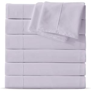 Maple&Stone Twin Flat Sheet 6 Pack,Premium Soft & Breathable,Brushed Microfiber Fabric,Anti-Shrinkage & Non-Fading,Bulk Flat Sheets Only Twin Size (Lilac Purple)