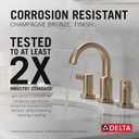 Delta Albion Brushed Gold Bathroom Faucet 3 Hole, 8 Inch Widespread Bathroom Sink Faucet for Vanity, Metal Push-Pop Drain Assembly, Champagne Bronze 35855LF-CZ