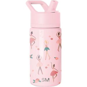 Simple Modern Kids Water Bottle with Straw Lid | 14oz Insulated Stainless Steel Kids Tumbler & Spill Proof Toddler Cup for School, Girls, Boys | Summit | Pink Ballerina