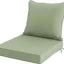 24x24 Inch Outdoor Chair Cushion with Removable Cover, Patio Furniture Cushion - Water-Repellent, Fade-Resistant, Non-Slip Bottom & Straps, Replacement for Deep Seat Sofa & Couch - Sage Green