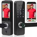 3D Face Recognition Smart Door Lock with HD Camera: Keyless Entry, Fingerprint, Passcode, IC Card, Key, Tuya App, Doorbell, Auto-Lock Deadbolt for Front Door, DIY Installation