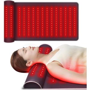 New Leather Red Light Therapy Mat with Neck Support, Dual-Wavelength for Enhanced Pain Relief, 19.0 * 35.8In