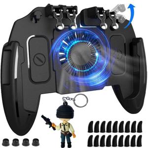 Mikirini 20 in 1 Mobile Phone Game Controller w/built-in Battery & Cooling Fan for 4.5-6.7" iPhones/Android Phones, compatible with PUBG Mobile/Call of Duty Mobile/Fortnitee Mobile/Apex