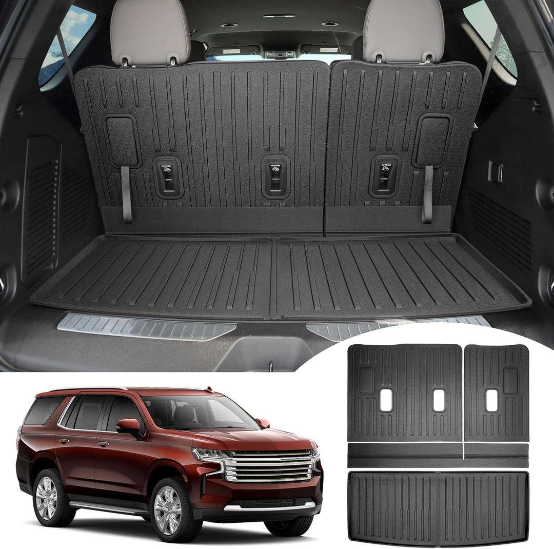 Trunk Mat & Backrest Mat for 2022-2025 Chevy Tahoe/GMC Yukon Cargo Mats All Weather Rear Seat Back Cargo Liners for Chevrolet Tahoe/GMC Yukon Accessories (Backrest Mat+Trunk Mat)