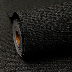 Black Peel and Stick Wallpaper Slight Velvety Feeling Woven Fabric Grasscloth Textured Washable Thick Self-Adhesive Contact Paper Removable (16.5"x236.2") S72