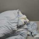 Boho Comforter Set Queen Size Striped Pleats Bohemian Seersucker Bedding Set All Season Soft Cozy 3 Pieces Quilt with 2 Pillowcases (90"X90" Light Blue)