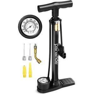 Bike Pump Floor, Advanced Bike Tire Inflator, Bicycle Hand Air Pump with Dual Presta and Schrader Valves, Handheld Pump, Suitable for Road and Mountain Bikes, Baby Stroller, Balls
