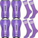 Chuarry 2 Set Soccer Shin Guards for Girls with Socks Toddler Shin Pads Football Kids Sport Protection Lightweight Gear Leg Protection for 3-15 Girls Boys Children Teens, Small, Purple