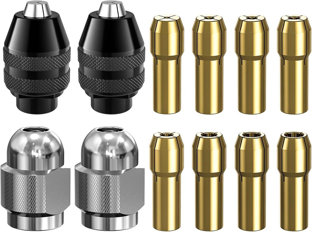 3 x Drill Chuck Collet Set for Dremel, 14PCS 1/32" to 1/8" Replacement 4486 Drill Keyless Bit Chuck Shank Rotary Tool Quick Change Adapter