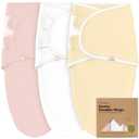 3-Pack Organic Baby Swaddle Sleep Sacks - Swaddles for Newborns, Infant 0-3 Months, Baby Girls, Boys, Soft & Snug Newborn Sleep Sack, Nursery Swaddling Blankets (Daffodil) (One Size)