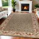 SUPERIOR Indoor Area Rug, Washable Foldable Rug, 12'x15', Green | Oversize Cotton Backing Traditional Rugs for Living Dining Room, Office, Entryway, Hallway, Kitchen, Heritage Collection