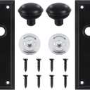 2 Pack One-Sided Black Dummy Door Knobs Interior, Vintage Long Plate Dummy Door Knobs in Matte Black